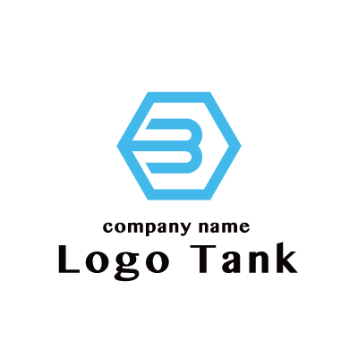 水色な6角形と３のロゴ ロゴタンク 企業 店舗ロゴ シンボルマーク格安作成販売
