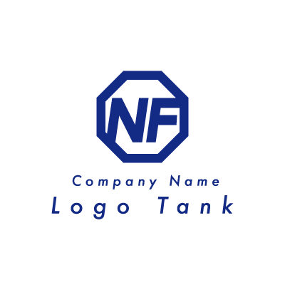 八角系とNFのロゴ 青、N、F,シンプル、クール,建築、建設、不動産,IT、製造,ロゴタンク,ロゴ,ロゴマーク,作成,制作