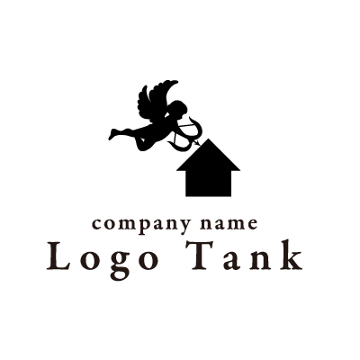 キューピットが弓矢でお家に放つロゴ ロゴタンク 企業 店舗ロゴ シンボルマーク格安作成販売