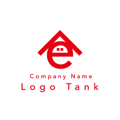 eと家のイメージを融合したロゴ e / 赤 / 家 / シンプル / 親しみ / 建築 / 不動産 / 住宅 / リフォーム / ショップ /,ロゴタンク,ロゴ,ロゴマーク,作成,制作