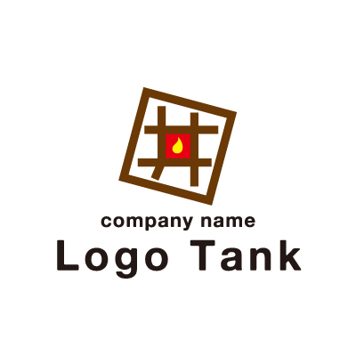 漢字の 囲 の囲炉裏風ロゴ ロゴタンク 企業 店舗ロゴ シンボルマーク格安作成販売