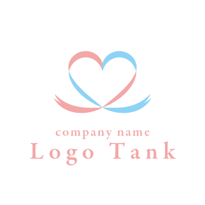 リボンのハートのロゴ ロゴタンク 企業 店舗ロゴ シンボルマーク格安作成販売