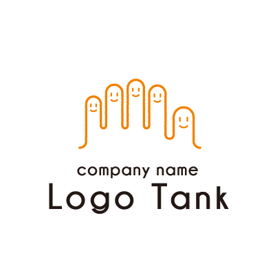 ファミリーをイメージした指のロゴ ロゴタンク 企業 店舗ロゴ シンボルマーク格安作成販売