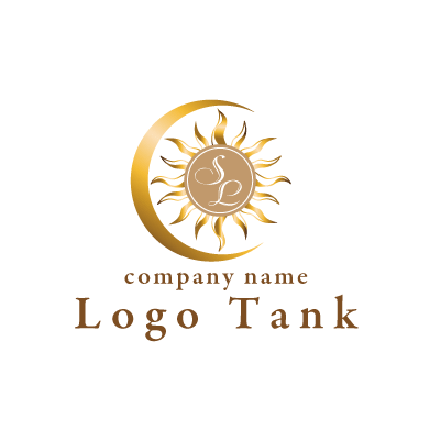 月と太陽をモチーフにした神秘的なロゴマーク ロゴタンク 企業 店舗ロゴ シンボルマーク格安作成販売