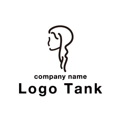 ロングヘアー 女性 線画のシンプルなロゴマーク ロゴタンク 企業 店舗ロゴ シンボルマーク格安作成販売