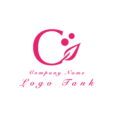 Cとリーフのロゴ C / ピンク / シンプル / 女性 / 美容 / エステ / サロン / クリニック /,ロゴタンク,ロゴ,ロゴマーク,作成,制作