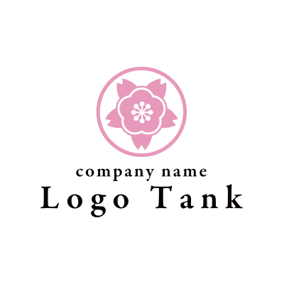 ピンクな桜と丸形を組み合わせたロゴ