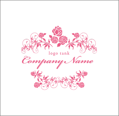 ピンクの薔薇のネームプレートロゴ