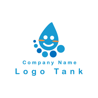 水がモチーフのロゴ 青 / 水 / 笑顔 / シンプル / ポップ / 水道 / 設備 / 住宅 / 生活 / 修理 /,ロゴタンク,ロゴ,ロゴマーク,作成,制作