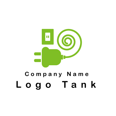 コンセントや電源ケーブルのロゴ 緑 / コンセント / シンプル / ポップ / 電気 / ショップ / PC / 機器 /,ロゴタンク,ロゴ,ロゴマーク,作成,制作