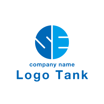 シンプルな円形のSEロゴ アルファベット / S / E / シンプル / 円 / 線 / 丸 / ブルー / 青 / 水色 / ロゴ / ロゴデザイン / ロゴ制作 /,ロゴタンク,ロゴ,ロゴマーク,作成,制作