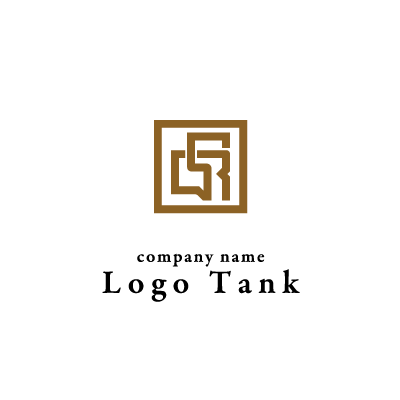 茶色の幾何学デザインのロゴ