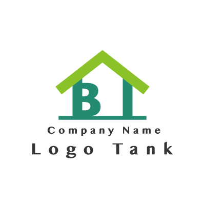 Bと家のロゴ 緑 / 家 / B / シンプル / ポップ / 建築 / 不動産 / リフォーム / ショップ / 住宅 /,ロゴタンク,ロゴ,ロゴマーク,作成,制作