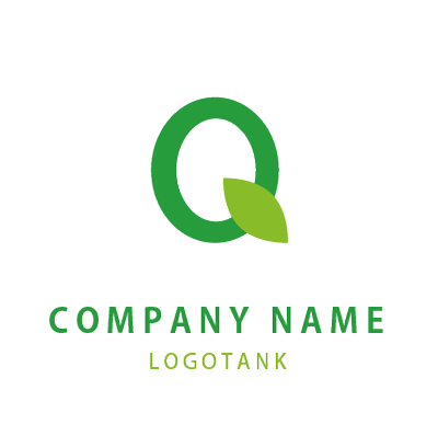 Qを優しいグリーンのイメージで葉っぱロゴマーク ロゴタンク 企業 店舗ロゴ シンボルマーク格安作成販売