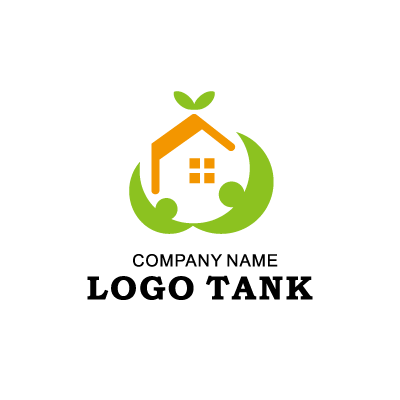 緑に囲まれた家のロゴ