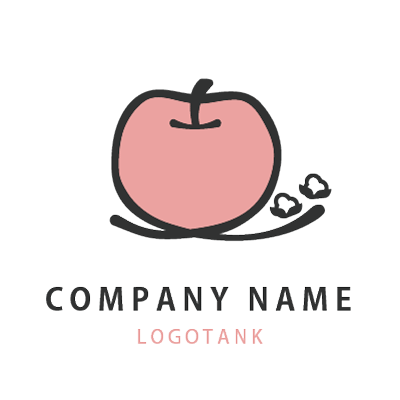 リンゴとコットン 綿花 のロゴ ロゴタンク 企業 店舗ロゴ シンボルマーク格安作成販売