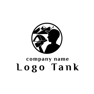 キャンプを楽しむ人のロゴ ロゴタンク 企業 店舗ロゴ シンボルマーク格安作成販売