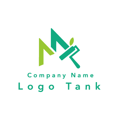 Mと塗装のロゴ M / 緑 / ローラー / シンプル / ナチュラル / 建築 / 塗装 / 製造 / ペンキ / ショップ /,ロゴタンク,ロゴ,ロゴマーク,作成,制作