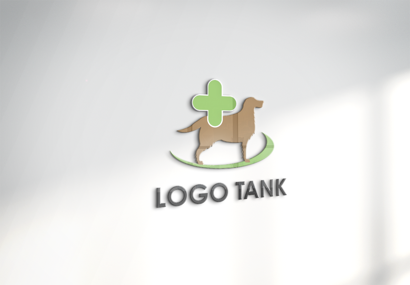 犬と十字マークのロゴマーク 犬 / ドッグ / ペット / アニマル / 動物 / セラピー / クリニック / 動物病院 / ドッグサロン / 転職エージェント / セラピー / キャラクターグッズ店 /,ロゴタンク,ロゴ,ロゴマーク,作成,制作