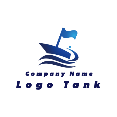 船のロゴ 青 / 船 / 海 / シンプル / クール / 漁業 / 海 / 魚 / スポーツ / 釣り / ネット /,ロゴタンク,ロゴ,ロゴマーク,作成,制作