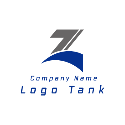 スタイリッシュなZのロゴ Z / 青 / グレー / シンプル / クール / 建築 / 建設 / 製造 / IT / ネット / flame /,ロゴタンク,ロゴ,ロゴマーク,作成,制作