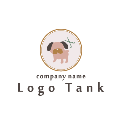 パグ犬と美容院のロゴ