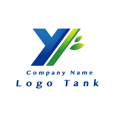 Yと樹のロゴ Y、青、緑、樹,シンプル、クール、立体,建築、建設、IT,製造、不動産、ショップ,ロゴタンク,ロゴ,ロゴマーク,作成,制作