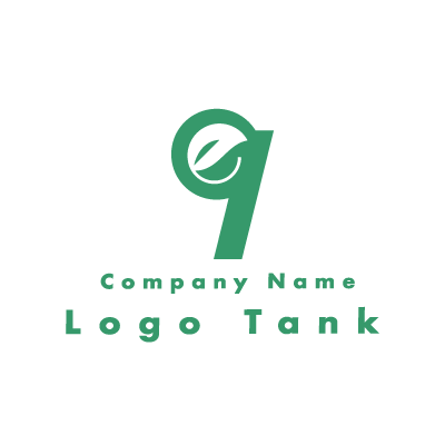 数字の9とリーフのロゴ 9、緑、葉っぱ,シンプル、ナチュラル,建築、不動産、エコ,リサイクル、ショップ,ロゴタンク,ロゴ,ロゴマーク,作成,制作