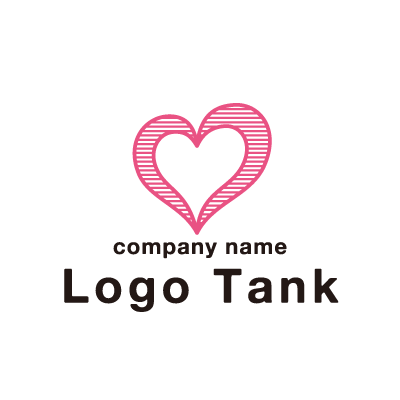 縞模様のハートのロゴ ピンク、桃色、黒、ブラック,ハート、縞模様、横縞、線,ナチュラル、女性的、キュート、シンプル,ロゴタンク,ロゴ,ロゴマーク,作成,制作
