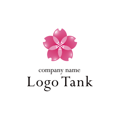 鮮やかなピンクの花のロゴ