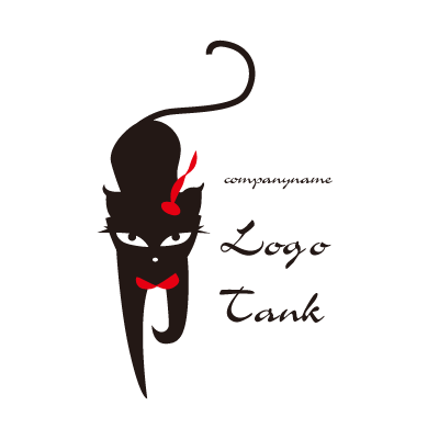 黒猫と赤いリボンのロゴマーク