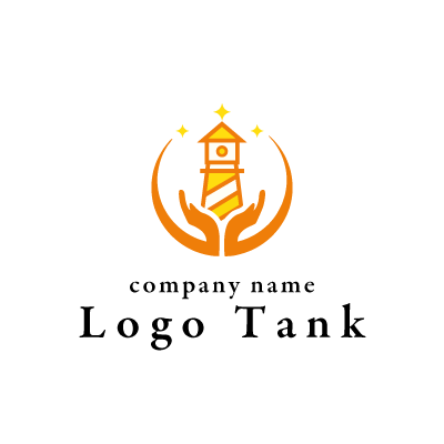 アニメチックな灯台のロゴ