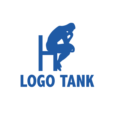 考える人ロゴマーク ロゴタンク 企業 店舗ロゴ シンボルマーク格安作成販売