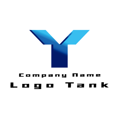 立体的なY Y / 青 / グラデーション / シンプル / 立体 / クール / 建築 / 建設 / 製造 / IT / 擬人化 / ネット / flame /,ロゴタンク,ロゴ,ロゴマーク,作成,制作