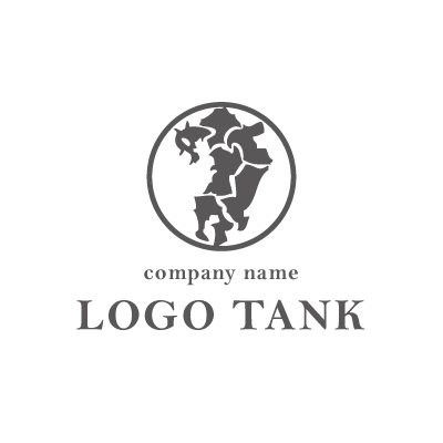 円の中に九州の形を入れたロゴマーク ロゴタンク 企業 店舗ロゴ シンボルマーク格安作成販売