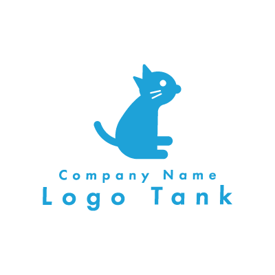 可愛い猫のロゴ 単色 / 水色 / 猫 / 動物 / シンプル / 可愛い / クリニック / ペット / ショップ / WEB /,ロゴタンク,ロゴ,ロゴマーク,作成,制作
