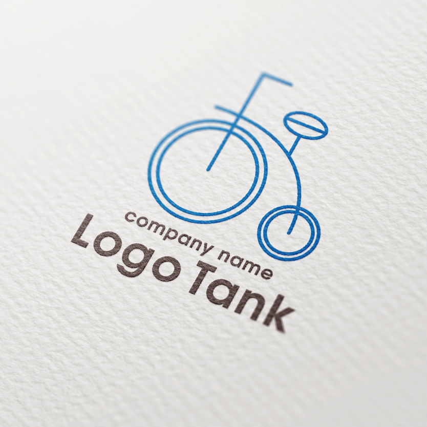 シンプルな線で描かれたレトロモダンな自転車のロゴ
