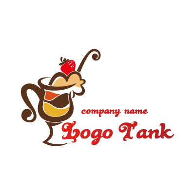 ポップでかわいいパフェのイラストのロゴマーク スイーツ / フルーツ / パフェ / ロゴ / 結成 / 作成 / 設立 / デザイン / カフェ / 喫茶店 / マーク / フリースペース / カフェテリア / 喫茶 /,ロゴタンク,ロゴ,ロゴマーク,作成,制作