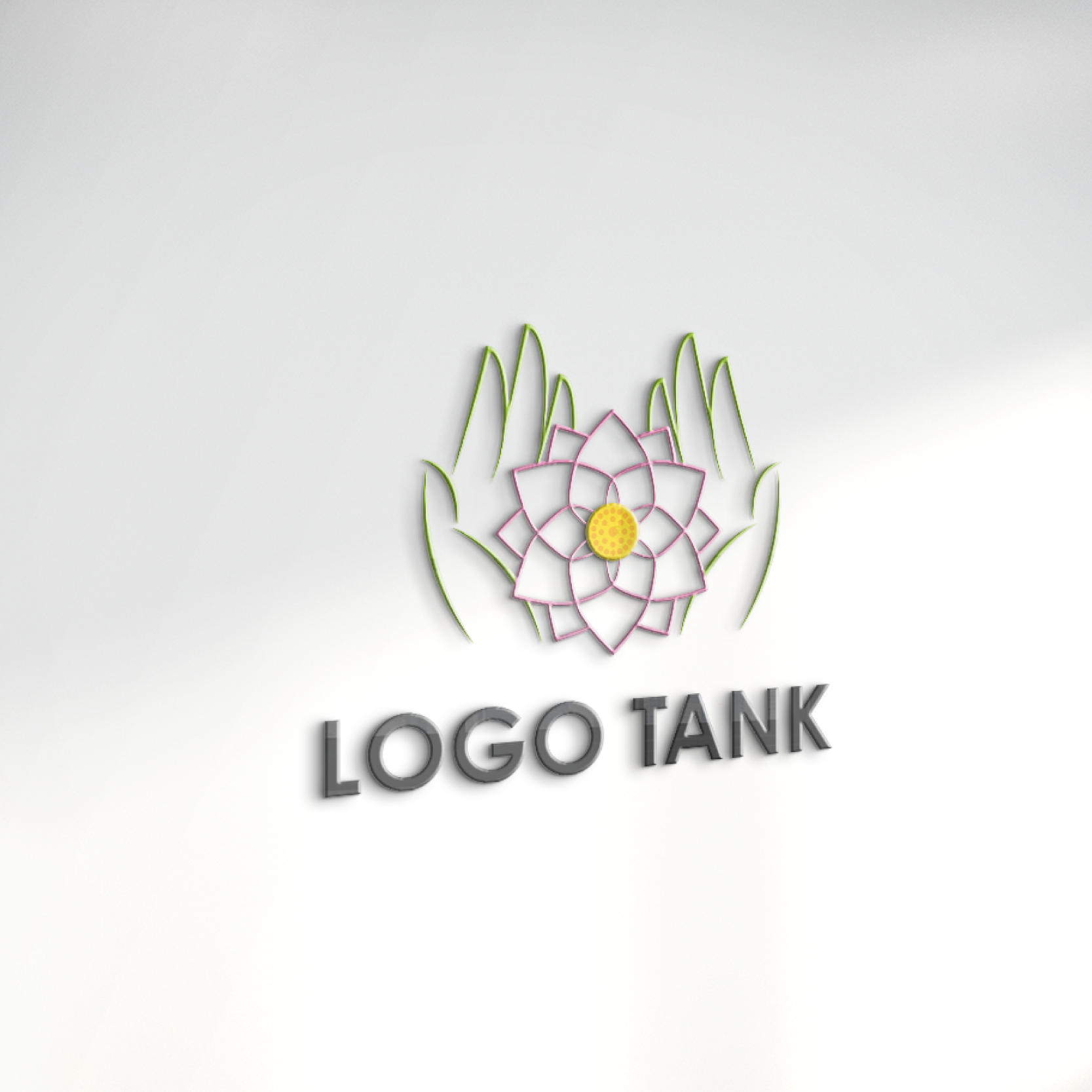 ロゴでカルプ看板を作成したイメージ | 蓮の花と手のロゴ