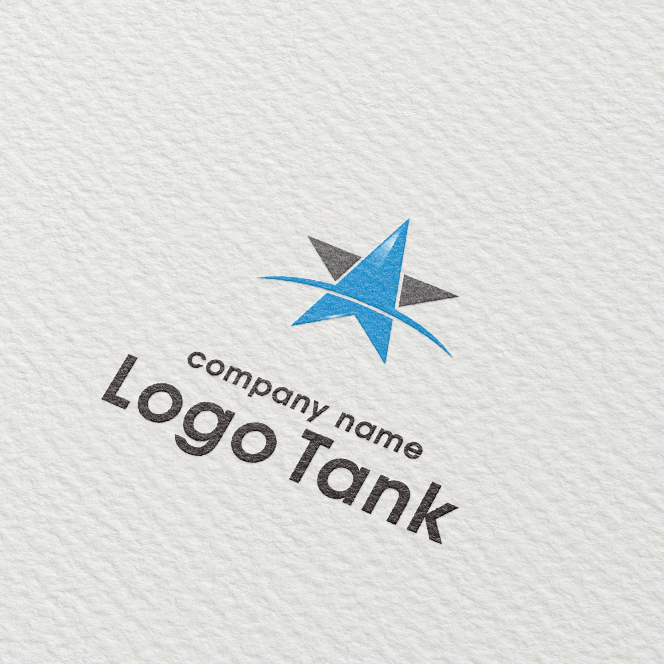 ロゴを紙に印刷したイメージ | スタイリッシュな星のロゴ