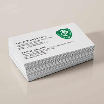 名刺・ショップカード作成 | アスクレピオスの杖と盾・月桂冠をイメージしたロゴ