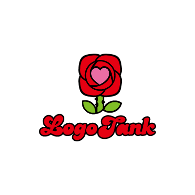 ポップでかわいいバラのイラストロゴ ロゴタンク 企業 店舗ロゴ
