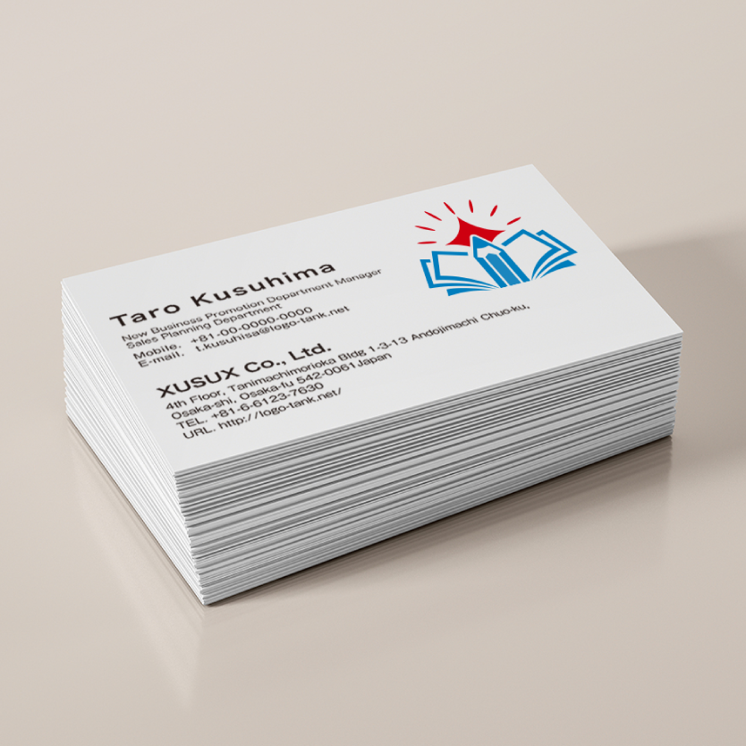 学びをイメージしたロゴ 教科書/鉛筆/ペン先/閃き/学習/スクール/向上心/ノート/青/シンプル/ /,ロゴタンク,ロゴ,ロゴマーク,作成,制作