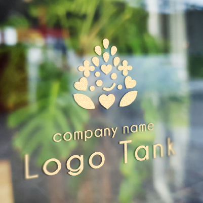 カッティングシート作成 | 花束とハート・笑顔をモチーフにしたロゴ