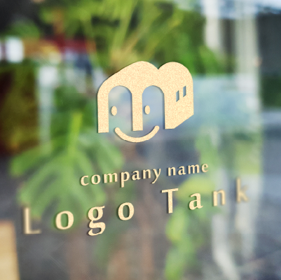 カッティングシート作成 | アルファベットのMと笑顔・建物をモチーフにしたロゴ