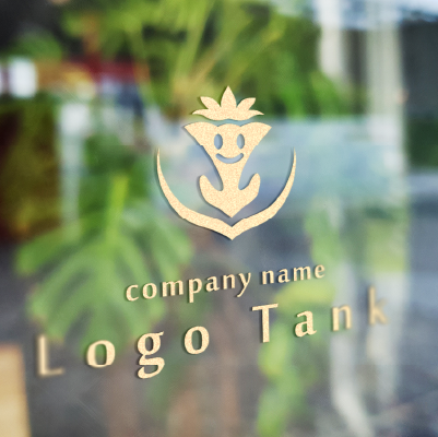 カッティングシート作成 | 両手のひらに収まる笑顔のトマトをイメージしたロゴ