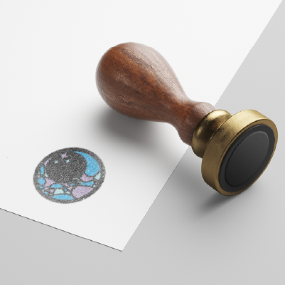 ゴム印・スタンプ作成 | 石畳のような月と星の模様のロゴ