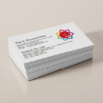 名刺・ショップカード作成 | 太陽と笑顔と双葉をイメージしたロゴ