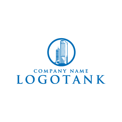 2棟のタワービルのイラストロゴ ロゴタンク 企業 店舗ロゴ シンボルマーク格安作成販売
