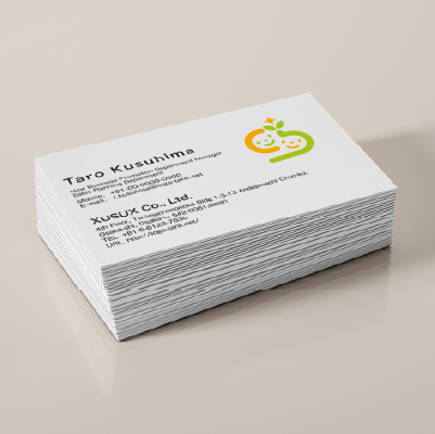 名刺・ショップカード作成 | アルファベットのSと笑顔・双葉をイメージしたロゴ